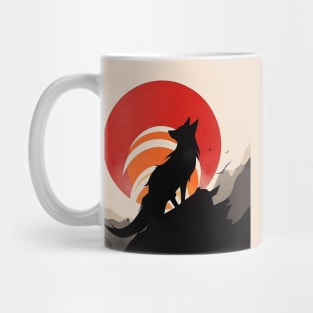 Japanese minimalist wolf poster Mug